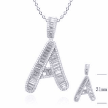 Load image into Gallery viewer, Baguette Initial Necklace - ANGIE MAR 
