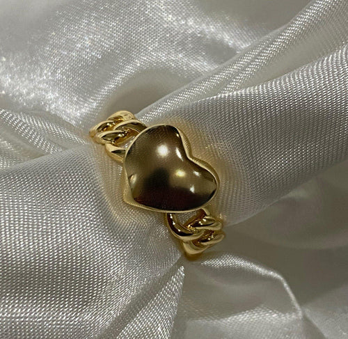 Gold Heart Cuban Ring - ANGIE MAR 