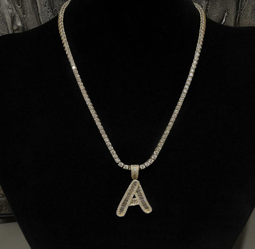 Baguette Initial Necklace - ANGIE MAR 